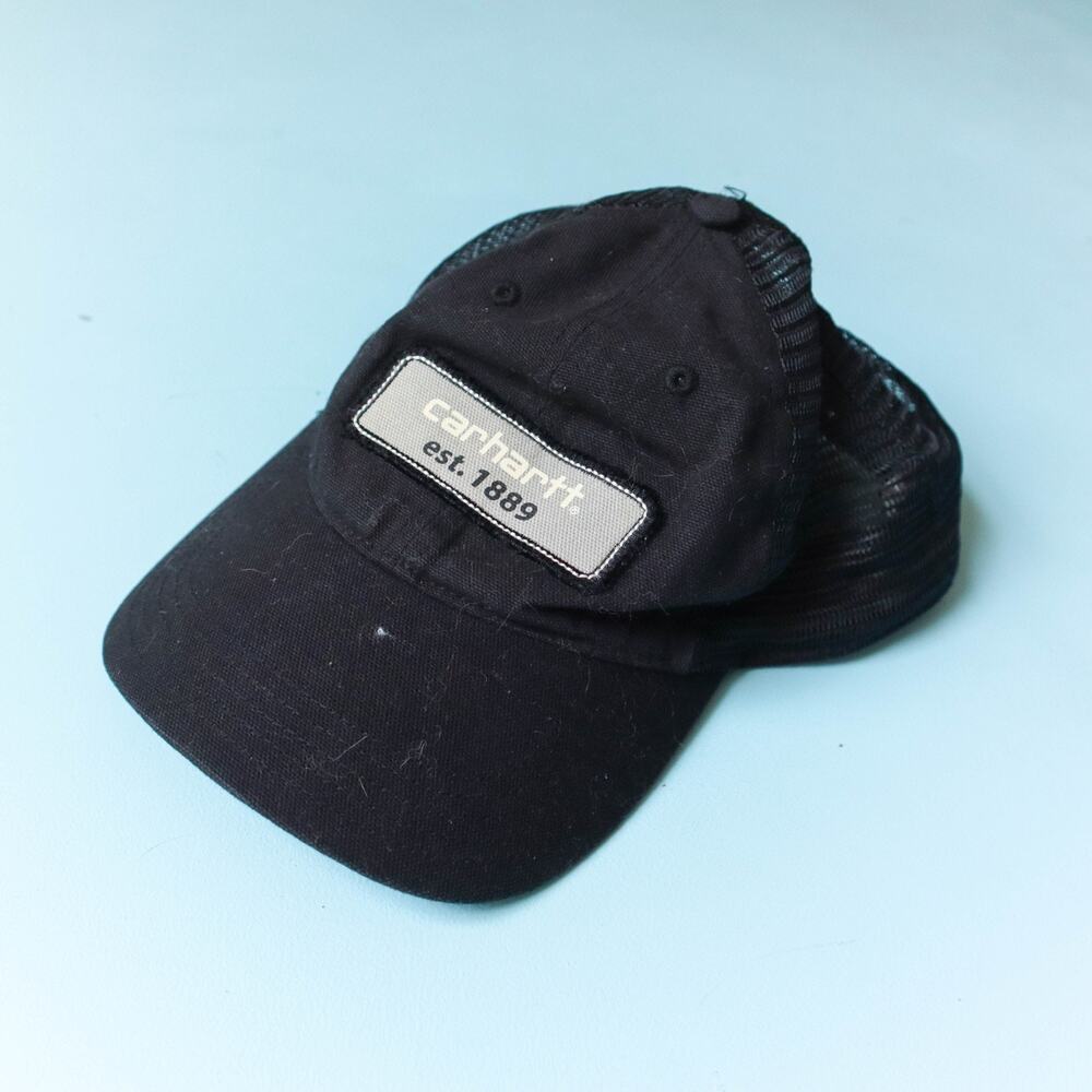 Vintage Y2K Carhartt Black Trucker Hat Adjustable Mesh 100% Cotton